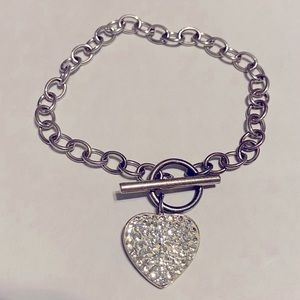 Heart Gemmed Toggle Chain Bracelet